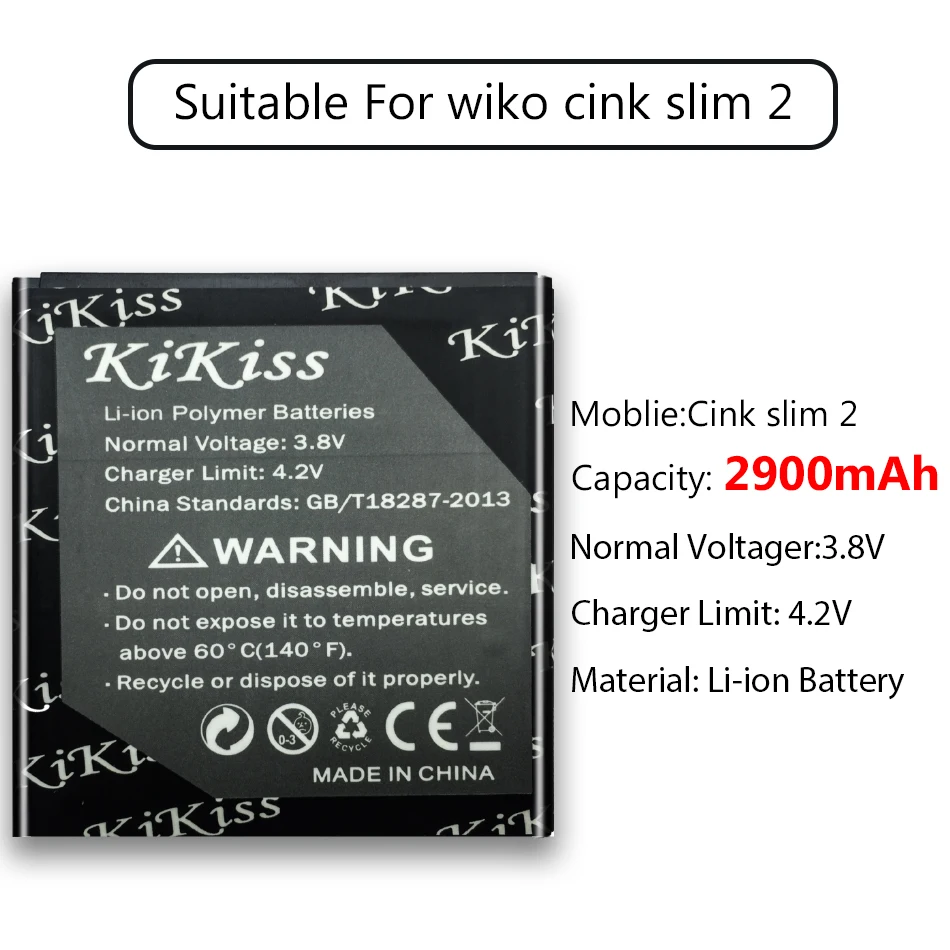 2900 мАч для смартфона Wiko Cink Slim 2, аккумулятор большой емкости 2900 мАч для Wiko Cink Slim 2
