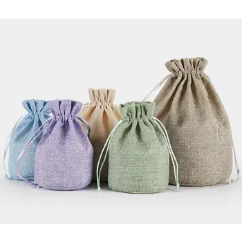 

Adult Kids Portable Linen Drawstring Bag Solid Color Travel Laundry Wash Bag Toy Shoe Clothes Packing Storage Organizer Purse