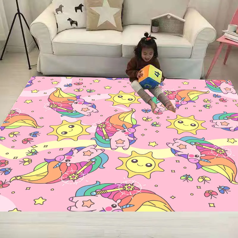 Unicorn Sun Shaggy Anti-Skid Floor play Mats 3D Carpet Non-slip rug Dining Living Room Soft Kids Bedroom Mat Carpet