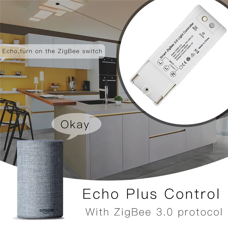 AC100-240V умный светильник ZigBee 3,0 контроллер DIY умный дом автоматизация диммер переключатель совместим с Echo Plus Alexa SmartThings