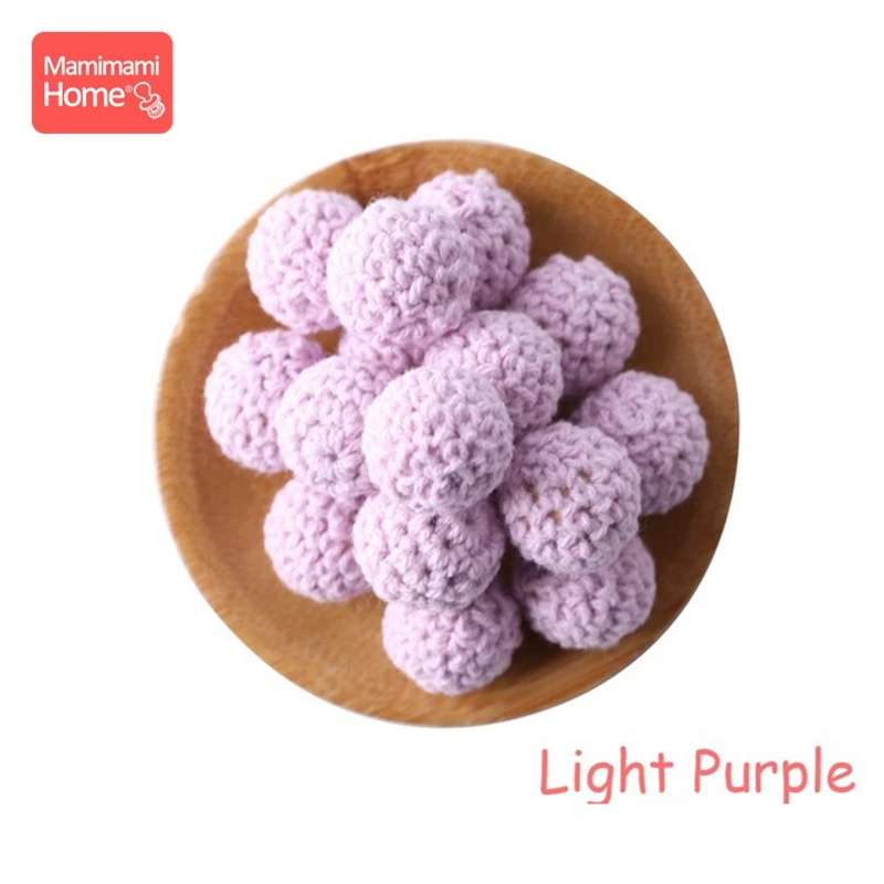 Light Purple 16 мм новые круглые деревянные вязаные бусины 50 шт./компл. Красочные шерстяные Прорезыватели DIY ювелирные изделия для кормления ожерелье-прорезыватель детский Прорезыватель - Цвет: Light Purple