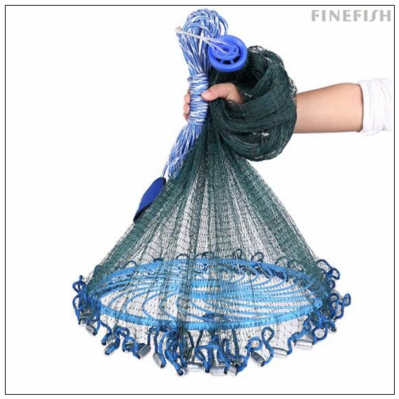 Strong with ring multifilament line cast net 3-7.2M catch fishing net small mesh USA style throw network outdoor casting net