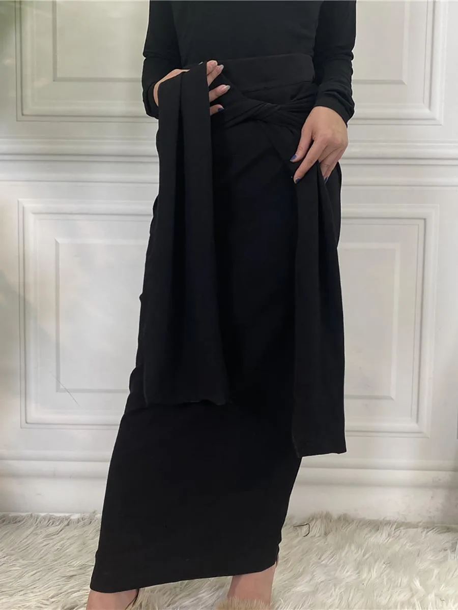 2143#Faldas Largas Mujer Pure Cotton Long Skirt Abayas - CHAOMENG MUSLIM SHOP