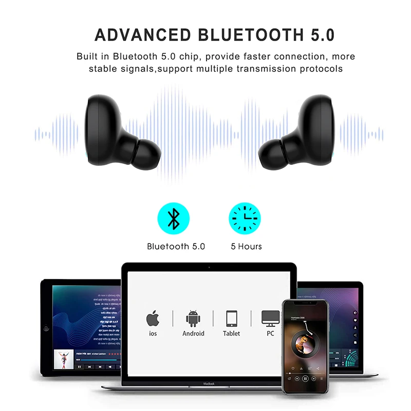 TWS стереонаушники Gorsun V8 с поддержкой Bluetooth 5 0 и двойным микрофоном|Наушники