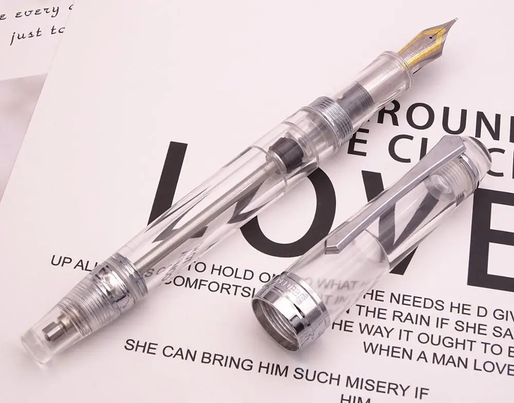 Новинка Moonman PENBBS 456, вакуумная перьевая ручка для наполнения, полимер, прозрачный корпус, Иридиевый тонкий наконечник, 0,5 мм, модный подарочный набор ручек для письма