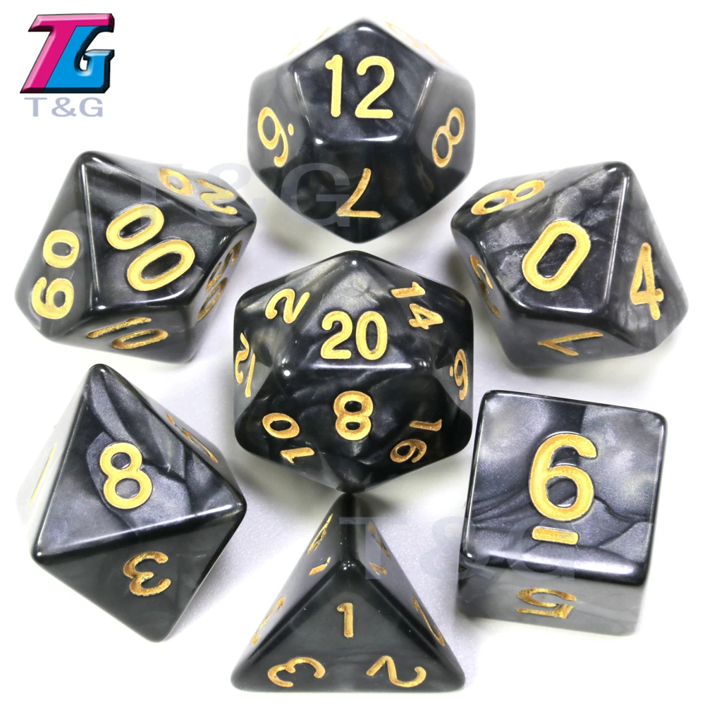 Золото чернил игральные кости DnD эффект мраморной поверхности D4 D6 D8 D10 % D12 D20 7