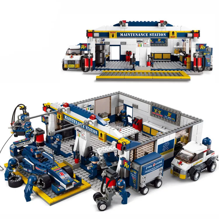 

0356 F1 Repair Station Building Block Racing Building Block Eductional Sluban Building Block DIY Bricks Compatible Legoinglys