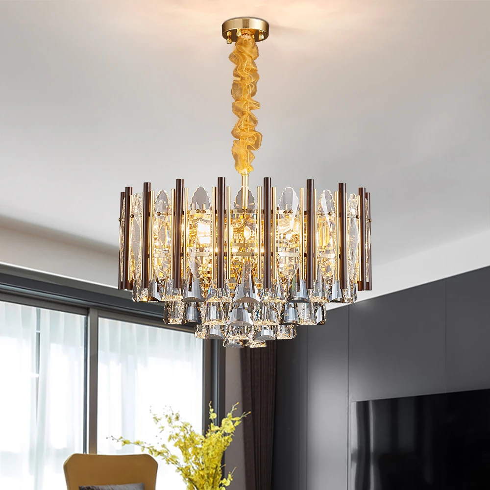 YOOGOO, роскошная хрустальная люстра, золотая металлическая подставка, 100 см, цепочка, подвесное освещение, Fixutres, для гостиной, кухни, острова, светодиодный светильник
