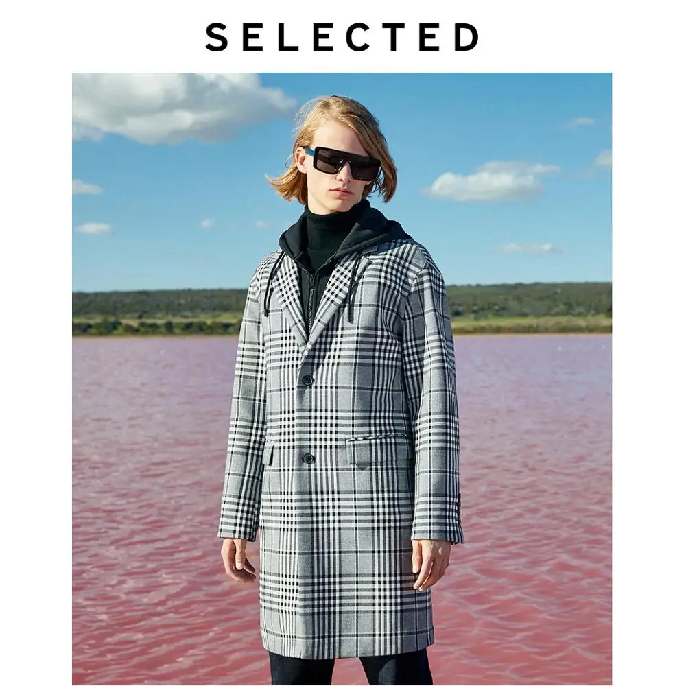 SELECTED Men Detachable Fake Two-piece Design Wool Coat Plaid Trench Coat Autumn & Winter Windbreaker Jacket LAB | 419427546 SELECTED Men Detachable Fake Two-piece Design Wool Coat Plaid Trench Coat Autumn & Winter Windbreaker Jacket LAB | 419427546
