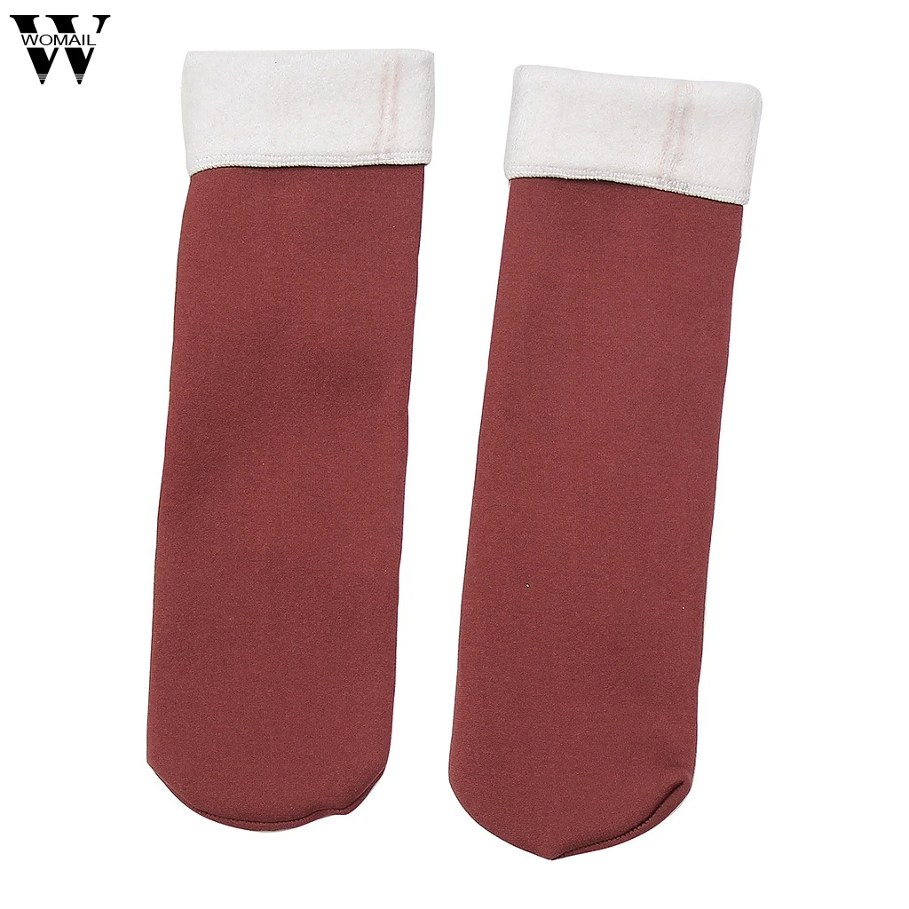 Womail/женские утепленные бархатные прямые зимние сапоги; Женские однотонные носки до середины икры; зимние модели; Прямые зимние носки