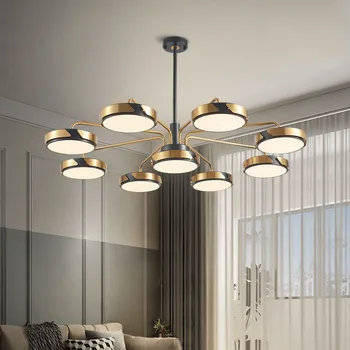 

Modern LED Pvc Chandeliers Lighting Black Gold Pendant Lamp Deco Hanging Light Fixtures Restaurant Living Room Bedroom Loft Home