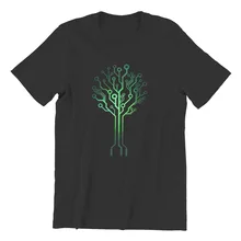 T-shirts rétro circuit vert imprimé électronique, à la mode, 80350