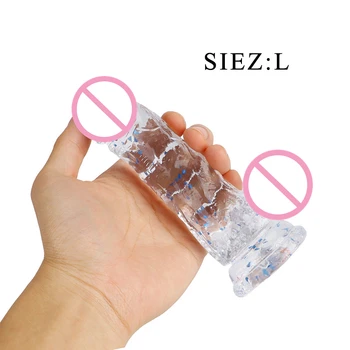 Soft Dildo Erotic Adults Sex Toys for Woman Female Colorful Rainbow Transparent Silica Gel Simulation Penis G-Spot Simulation 2