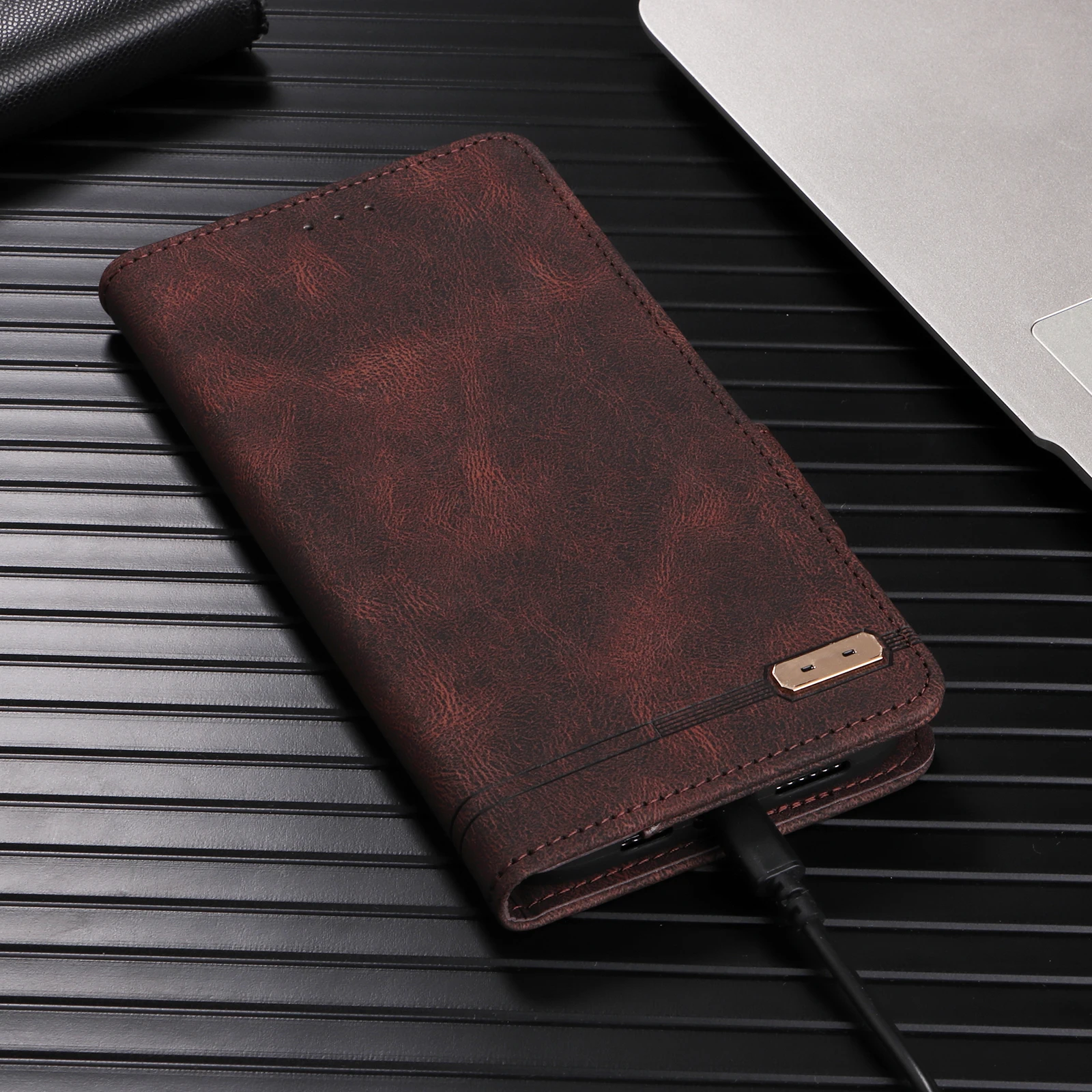 Luxury Leather Flip Wallet Case with Magnetic Cover