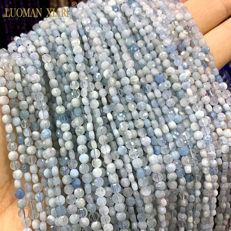Aquamarine Мелкий 4 мм натуральный рубин прехнит оливин лазурит Аметист Аквамарин турмалин камень бусины для самостоятельного изготовления ювелирных изделий браслет - Цвет: Aquamarine