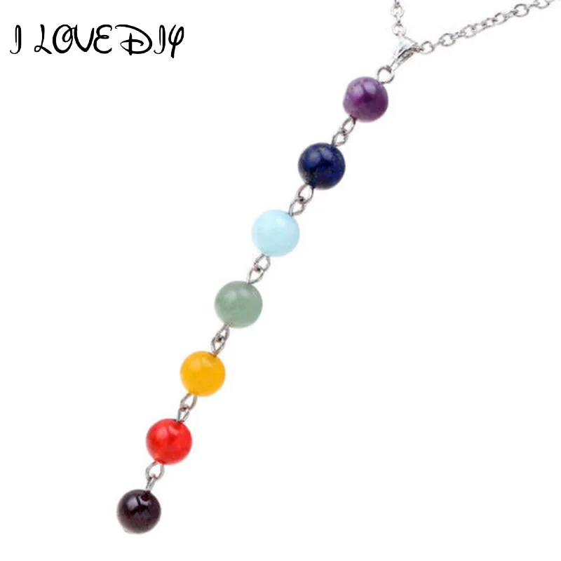 7 Chakra Gem Stone Beads Pendant Necklace Women Yoga Reiki Healing Balancing Maxi Chakra Necklaces Bijoux Femme Jewelry 2020 New
