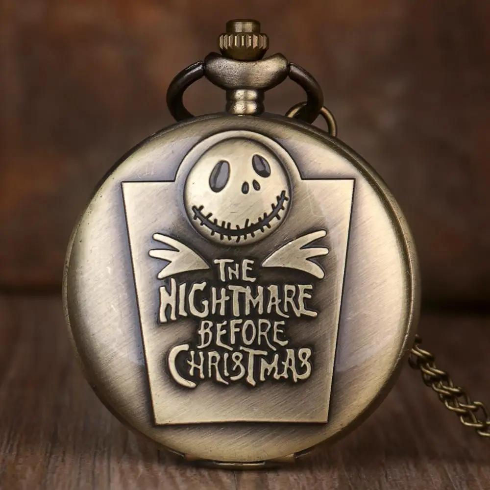 Christmas Movie Quartz Pocket Watch Antique Bronze Men Women Pendant Necklace Gifts Fob Watch black classic cute wolf design glass cabochon quartz pocket watch vintage men women pendant necklace watches gifts