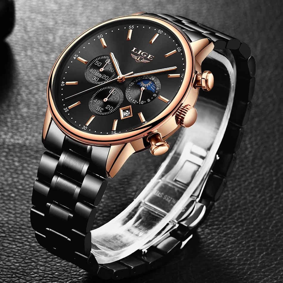 LIGE модные синие мужские s часы лучший бренд класса люкс все стальные сетчатые кварцевые часы с ремешком мужские водонепроницаемые спортивные часы Relogio Masculino