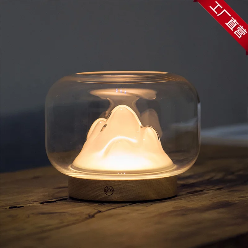 

Warm Mountain Desktop Night Light Small Warm Light Creative Handmade Glass Warm Mountain Lights Literature And Art Fish Tank Des