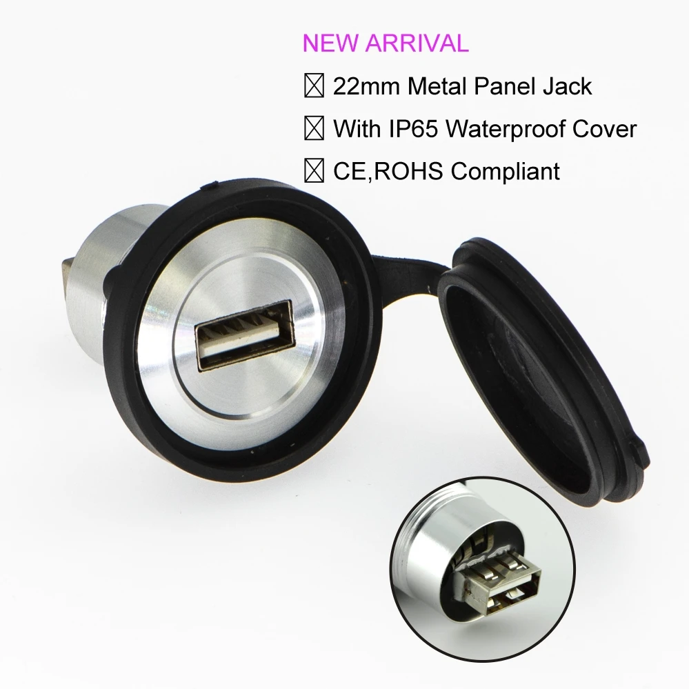Металлический панельный разъем USB ELEWIND 22 мм (USB2.0 мама A A)|connector usb|connector panelconnector female |