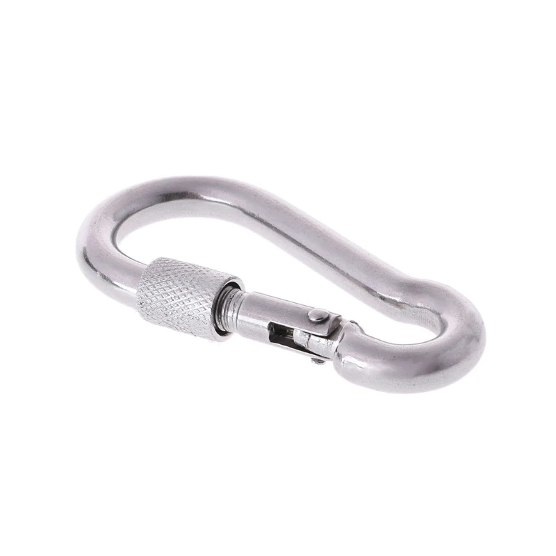 

Stainless Steel Carabiner With Screw Lock Snap Hook Safety Buckle EDC Keychain