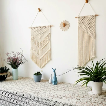 

Macrame Boho Tapestry Wall Hanging Hand-woven Home Decoration Accessories Nordic Art Tassel Apartment Dorm Room Decoration