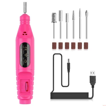 

1Set Electric Nail Drill Machine Kit USB Charging Manicure Machine Pedicure 6 Bits Sanding Buffer Nail File Art Pen Tool