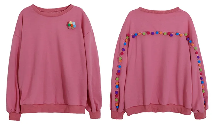 WHITNEY WANG Autumn Fashion Streetwear Korea Style Candy Balls Sweatshirt Women Hoodies Pullover