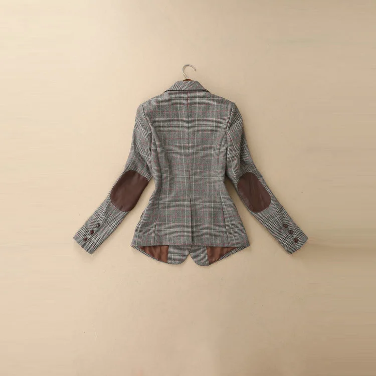 

2017 Spring Clothing New Style WOMEN'S Dress British Style Plaid Slim Fit Elegant Suit One-Button Suit Collar Short Jacket Women