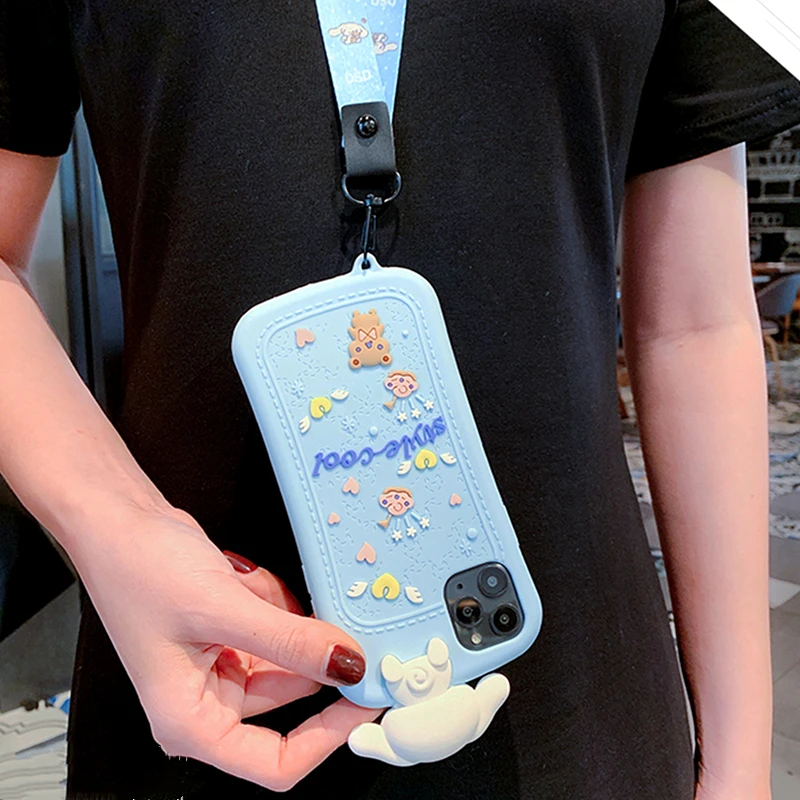 Милый 3D кукла мультфильм MyMelody ремешок чехол для телефона для iphone 11Pro Max чехол XR XS MAX 7 8 6 plus милые животные Мягкий силиконовый чехол