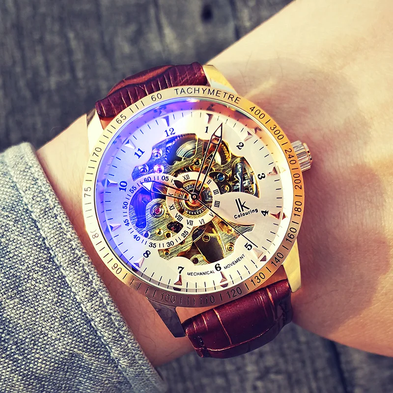Relojes мужские часы с полым скелетом автоматические часы мужские механические часы военные водонепроницаемые светящиеся мужские наручные часы - Цвет: 98226-24