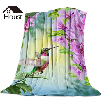 

Nordic Flamingo Plant Attracting Hummingbirds Printed Nap Blanket Soft Comfortable Velvet Plush Plant Blankets Warm Sofa Bed