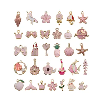 

31pcs/pack Mixed Style Alloy Enamel Animal Flower Charms Pendant For Women Girls DIY Bracelet Necklace Jewelry Accessories
