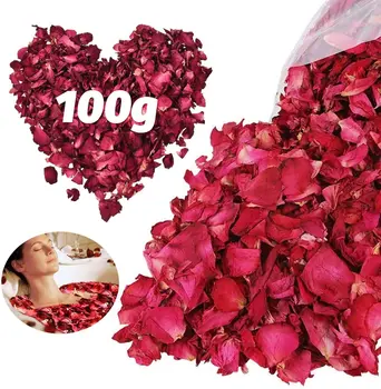 

Lvcky 100 Grams Dried Rose Petals Red Real Flower Rose Petal for Bath Foot Bath Wedding Confetti Crafts Accessories, 1 Bag