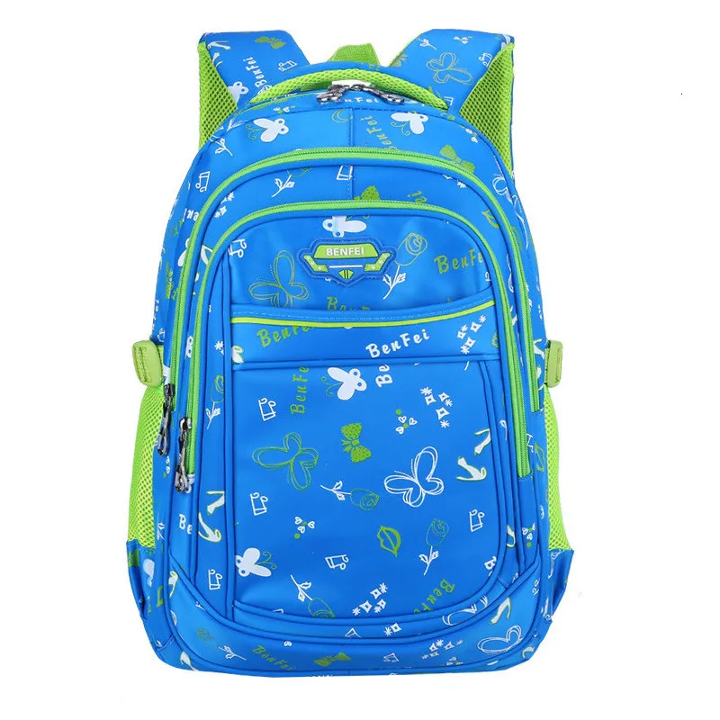 sky blue Детский рюкзак с рисунком из мультфильма, школьная сумка, нейлоновые сумки на плечо для девочек-подростков, рюкзак для учеников начальной школы, 3-5 класс, Mochila - Цвет: sky blue