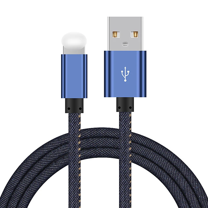 USB кабель для мобильного телефона для iPhone 7 5 6 8 Plus джинсовый шнур для передачи данных для iPhone X XS MAX XR кабель умный кабель для быстрой зарядки USB кабель IOS - Цвет: Color 1