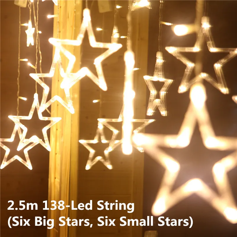 Светодиодный светильник для занавесок, рождественские украшения для дома, светодиодный светильник, рождественская елка, висячие украшения, Новогодний Декор для дома - Цвет: big star Warm