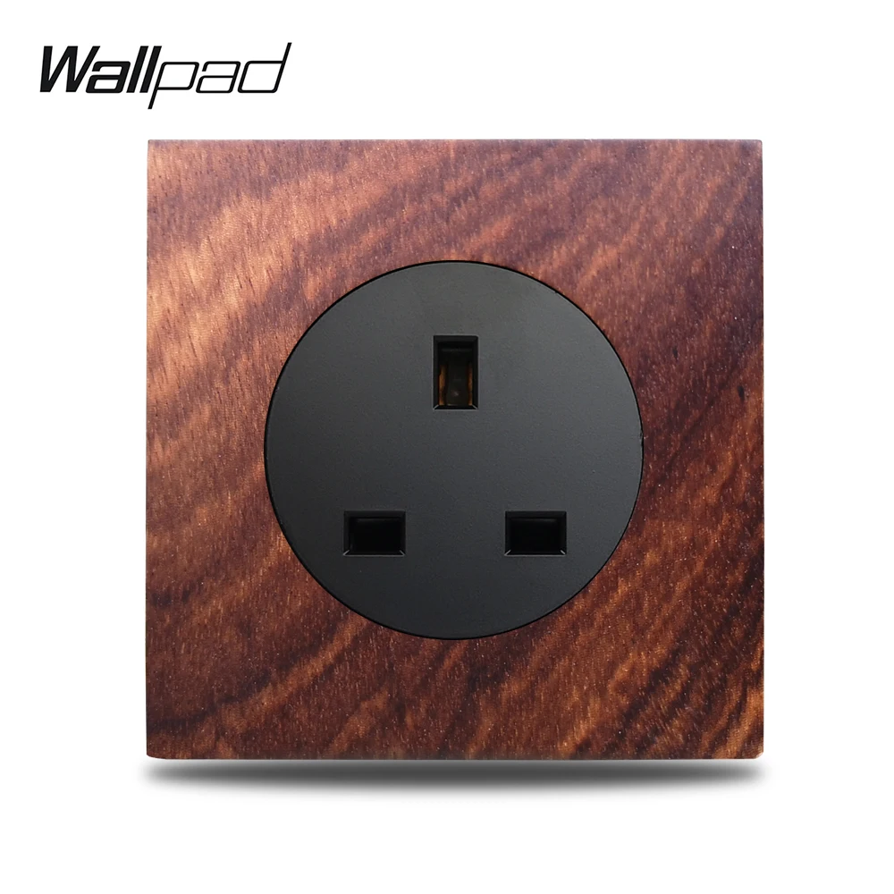 Wallpad L6 Подлинная древесина панель 13A Великобритания электрическая розетка настенный, мощность пластины 3 Pin