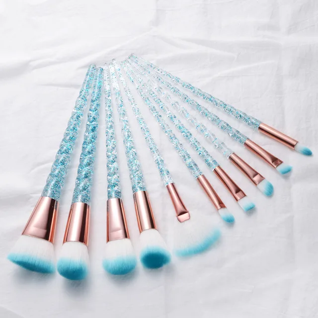 

Make Up Brush Cosmetic Tools Kit Unicorn Makeup Brushes Set Crystal Spiral Eye Shadow Eyeliner Eyelash Blending Powder 10pcs