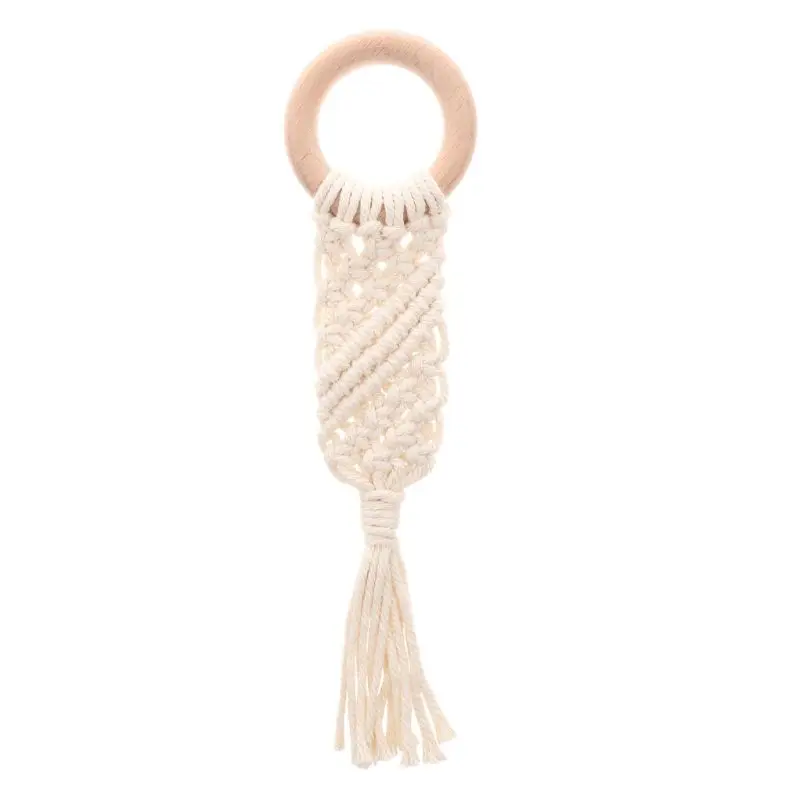 Радуга кисточкой макраме деревянный Boho детский Прорезыватель хлопок шнур дерево Прорезыватель зубов игрушка Душ подарок H3CD