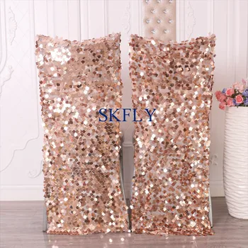 

CH004SD unique nice 2020 elegant cheap wedding beaded large square rose gold sequin chair cover