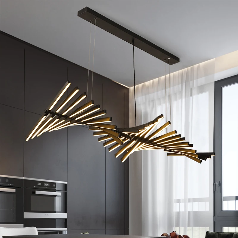 Tanie Nordic Fishbone Shape żyrandol nowoczesny minimalistyczny projektant lampa wisząca restauracja