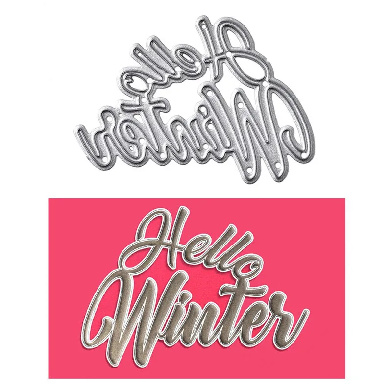 

InLoveArts Hello Winter Letter Frame Metal Cutting Dies for Scrapbooking Making Cards Album Decorative Embossing Crafts Stencil