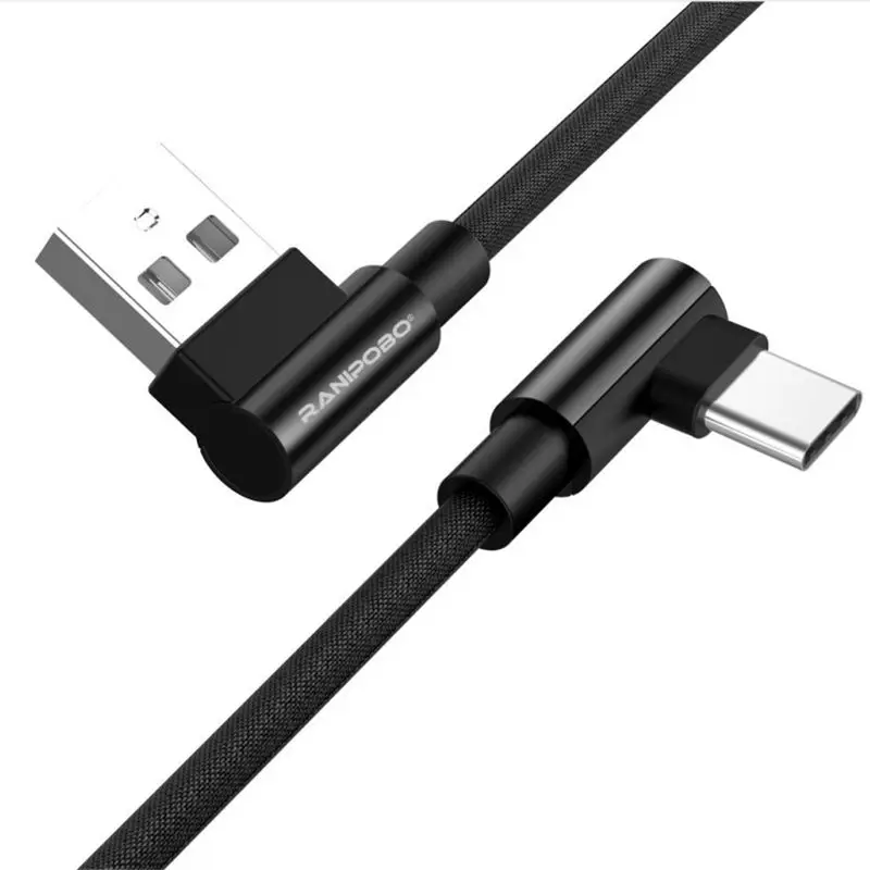 2.4A usb type C зарядный кабель под прямым углом Кабель передачи данных для быстрой зарядки USB-C зарядки для samsung S10 S9 S8 Note 9 huawei mate 20 Pro