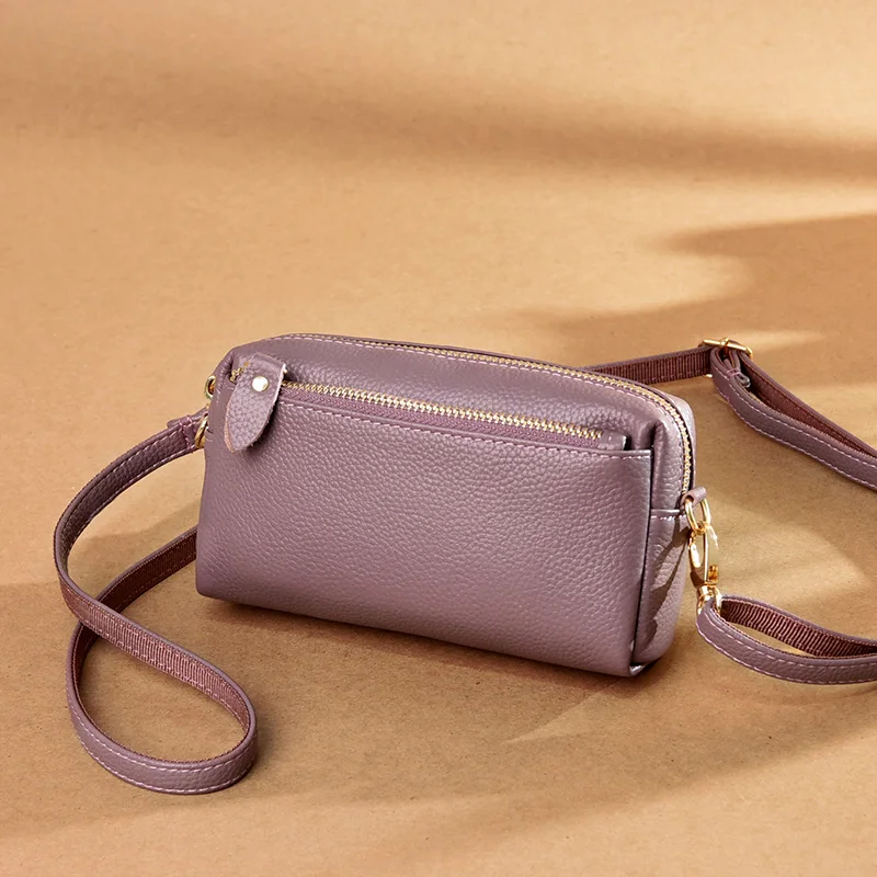 Cartera Mujer Piel Modamoda - Pequeña, Color Lila, Cremallera, 6 Ranuras Tarjetas, Hecha A Mano