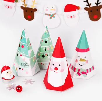 

50pcs Gold stamping Christmas tower box cartoon lovely Christmas Eve gift box for girlfriend