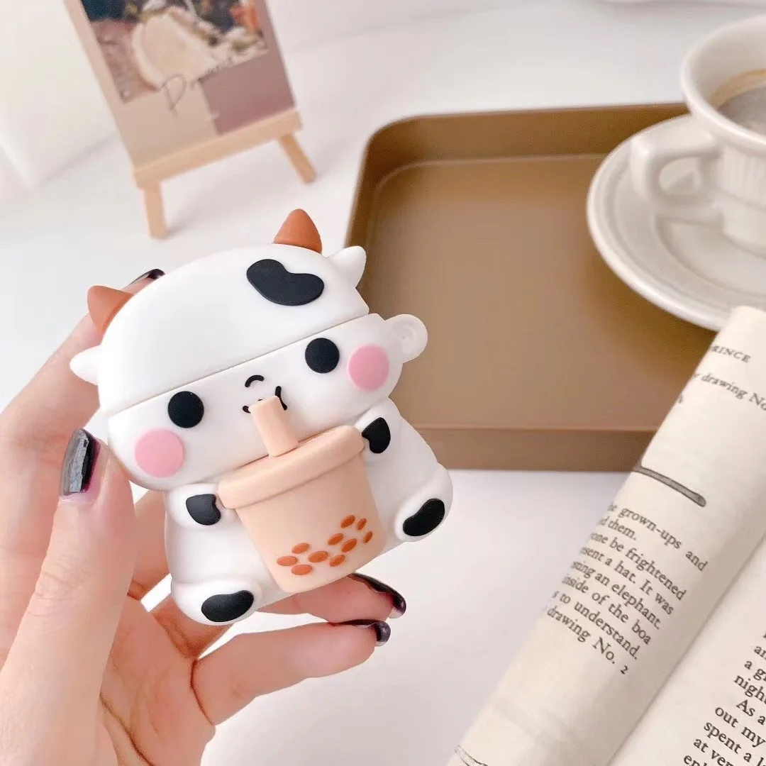 3D Boba Cow AirPods Pro 1 2 Case Cover   Japanese Anime Animals Cartoon Cows Animal Wireless Earphone Protective Cases Covers for Japan Apple Charging Box