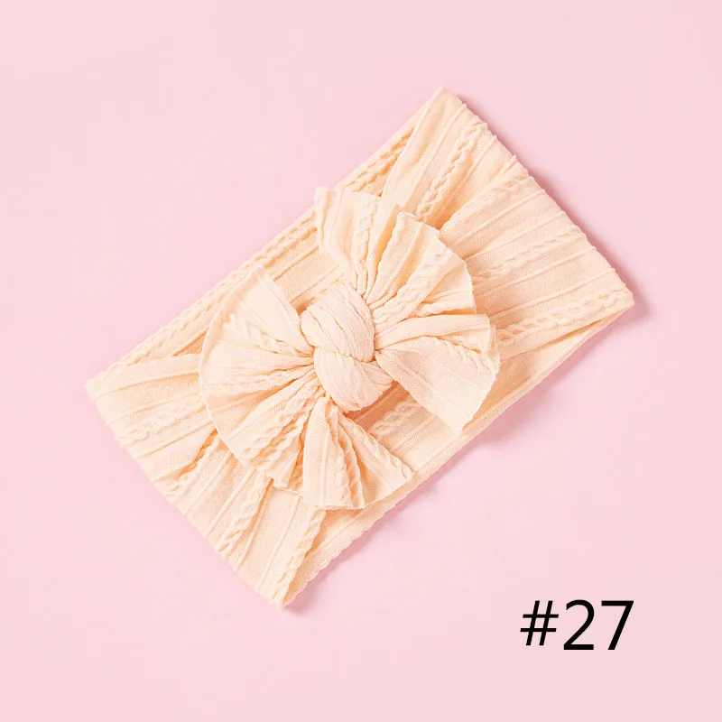 No.27 1 шт., цельные нейлоновые ободки для девочек, тюрбан, Детские банты для волос для новорожденных девочек, аксессуары для волос, 27 цветов - Цвет: No.27