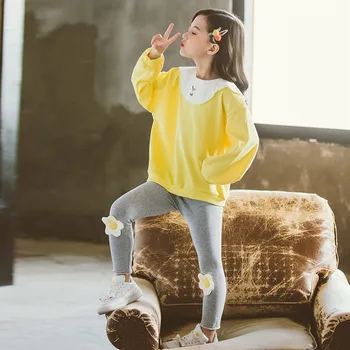 

2020 New Children Spring Autumn Clothing Sets Fashion Flowers Suits Cute Tops and Floral Kids Leggings Girls Casual Sets