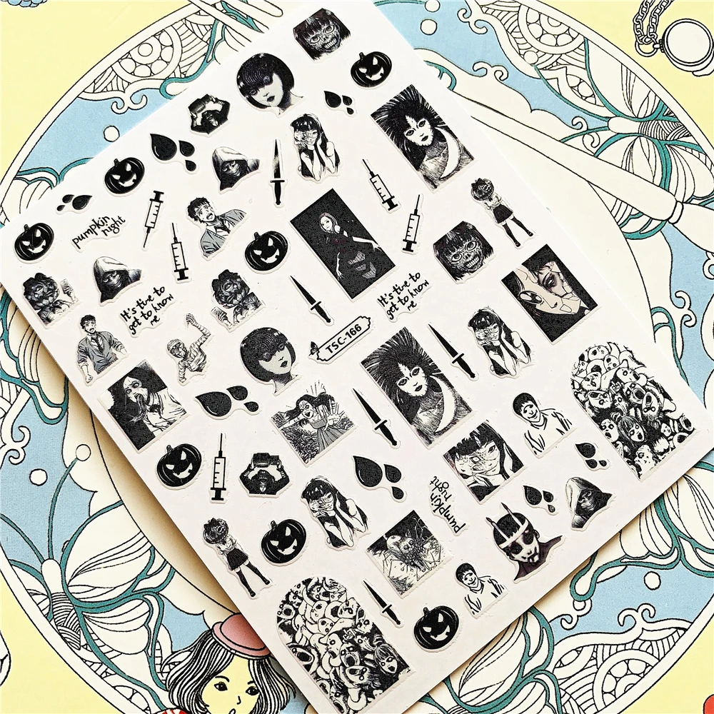

TSC-166 Demon Dagger Syringe DIY 3D Back glue Nail Art Stickers Decals Sliders Nail ornament decoration
